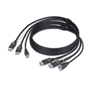 StarTech.com 1,8m Dual DisplayPort en USB 5Gbps KVM Kabel, 4K 60Hz, HDR10, DP 1.2 en USB Combo Kabel voor Dual Monitor KVM Swit