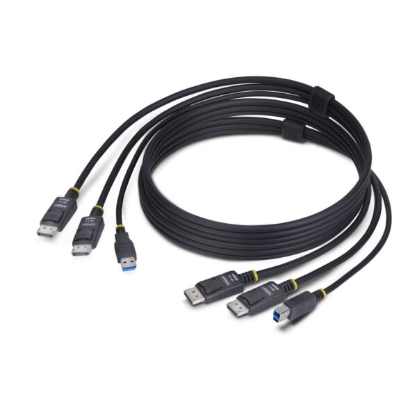 StarTech.com 1,8m Dual DisplayPort en USB 5Gbps KVM Kabel, 4K 60Hz, HDR10, DP 1.2 en USB Combo Kabel voor Dual Monitor KVM Switc