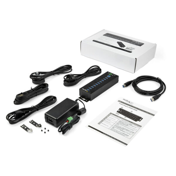 StarTech.com 10-Port USB 3.0 Hub met Power Adapter - Metalen Industriële USB-A Hub met ESD & 350W Overspanningsbeveiliging - D - Afbeelding 4