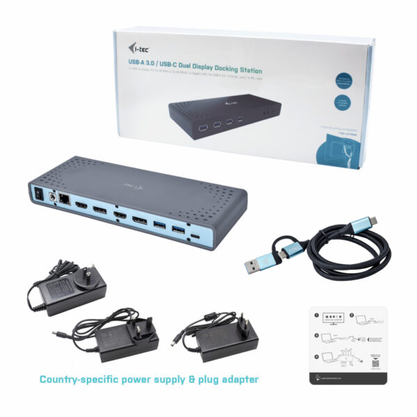 i-tec CADUAL4KDOCK laptop dock & poortreplicator Bedraad USB 3.2 Gen 1 (3.1 Gen 1) Type-C Zwart, Turkoois - Afbeelding 10