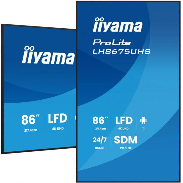iiyama LH8675UHS-B2AG beeldkrant Digitale signage flatscreen 2,17 m (85.6") LCD Wifi 500 cd/m² 4K Ultra HD Zwart Type processo - Afbeelding 5