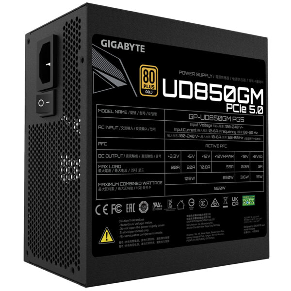 GIGABYTE GP-UD850GM PG5 power supply unit 850 W 20+4 pin ATX ATX Zwart - Afbeelding 5
