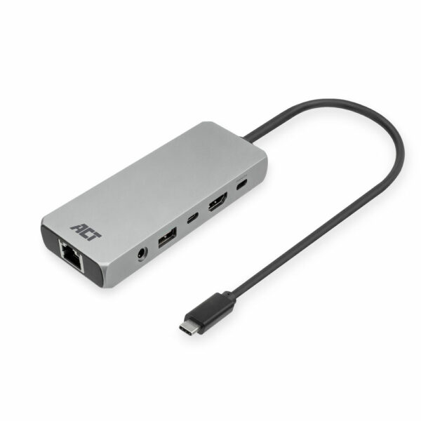 ACT USB-C 4K / 8K 30Hz dockingstation voor 1 HDMI monitor, 2,5 Gigabit ethernet, USB-C 10Gbps, USB-A 10Gbps, 3,5mm audio, PD pas