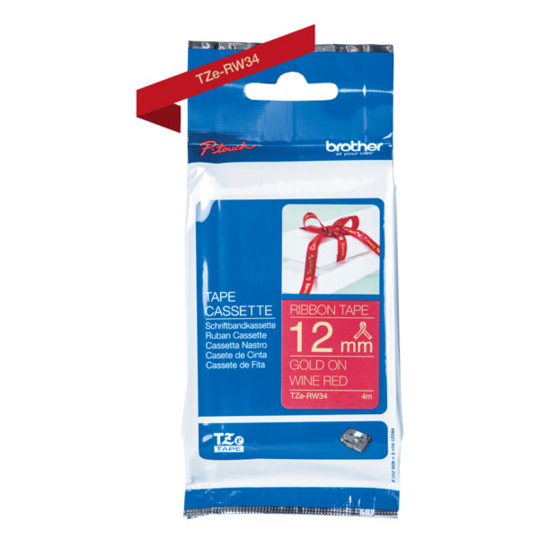 Brother TZE-RW34 labelprinter-tape Goud op rood - Afbeelding 3
