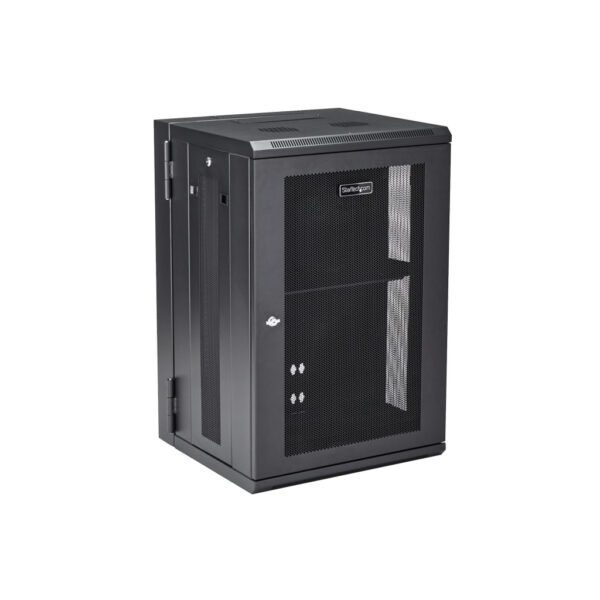 StarTech.com 4 Post 18U Wandmonteerbare Netwerkkast met 1U Schap, 19" Scharnierende Patchkast voor Data/AV/Electronica/Computer - Afbeelding 2