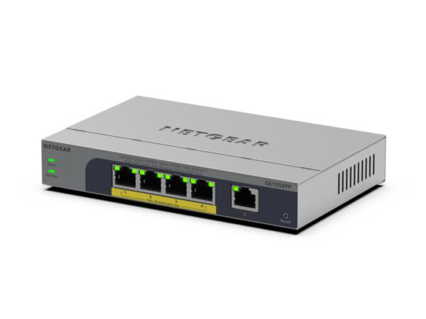 NETGEAR GS105EPP Unmanaged Gigabit Ethernet (10/100/1000) Power over Ethernet (PoE) Bureaublad-/wandmontage Grijs - Afbeelding 3