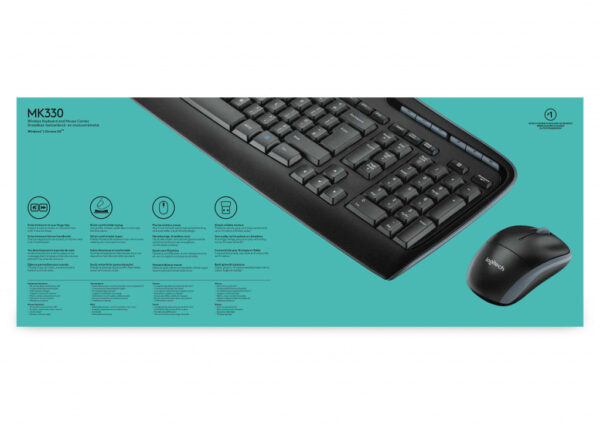Logitech Wireless Combo MK330 toetsenbord Inclusief muis Kantoor USB QWERTY US International Zwart - Afbeelding 6