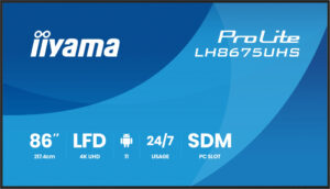iiyama LH8675UHS-B2AG beeldkrant Digitale signage flatscreen 2,17 m (85.6") LCD Wifi 500 cd/m² 4K Ultra HD Zwart Type processo