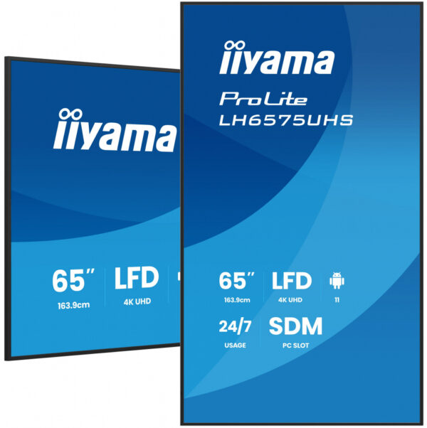 iiyama LH6575UHS-B2AG beeldkrant Digitale signage flatscreen 163,8 cm (64.5") LCD Wifi 500 cd/m² 4K Ultra HD Zwart Type processo - Afbeelding 5