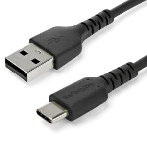 StarTech.com 1m USB-A naar USB-C Laadkabel, Robuuste Fast Charge & Sync Kabel, 3A, USB 2.0, TPE Mantel en Aramidevezels - Zwarte