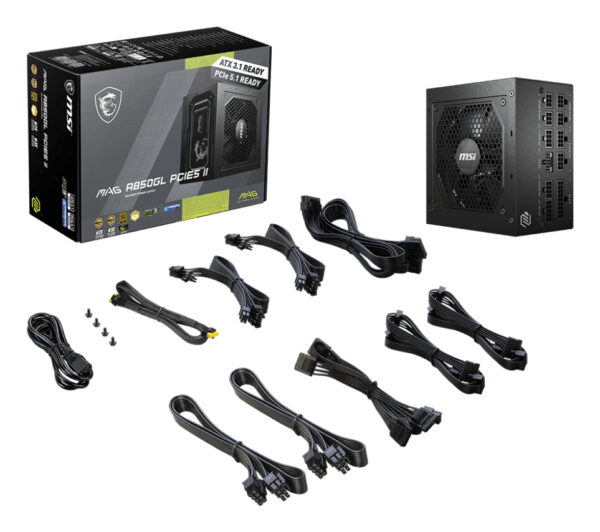 MSI MAG A850GL PCIE5 II power supply unit 850 W 20+4 pin ATX ATX Zwart - Afbeelding 2