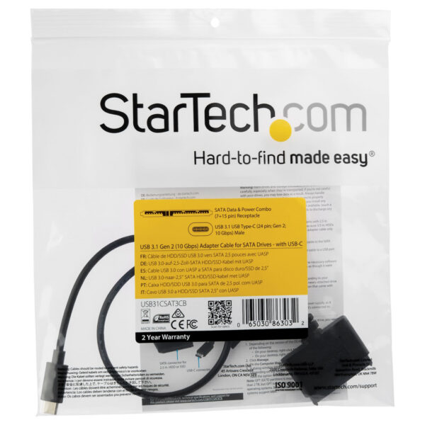 StarTech.com USB 3.1 (10Gps) adapter kabel voor 2,5" SATA schijven met USB-C - Afbeelding 4