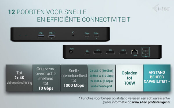 i-tec USB-C Intelligent Triple Display Docking Station + Power Delivery 100W - Afbeelding 9