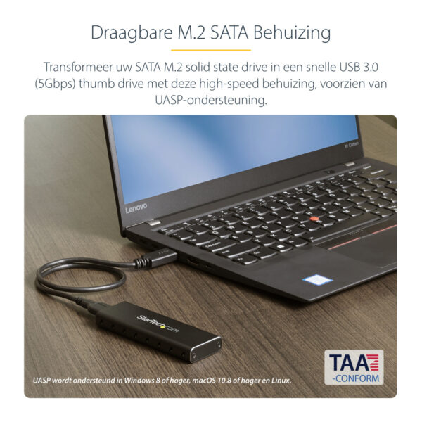 StarTech.com M.2 SSD Behuizing voor M.2 SATA SSDs - USB 3.0 (5Gbps) met UASP - Externe M.2 SSD Behuizing - Aluminum - Afbeelding 7