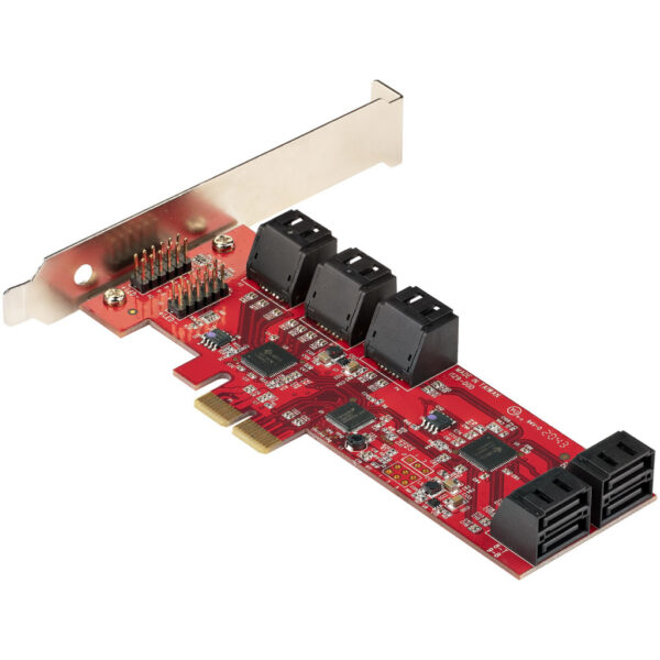 StarTech.com SATA PCIe Kaart, 10 Port PCIe SATA Uitbreidingskaart, 6Gbps, Low/Full Profile, Stacked SATA Connectors, ASM1062 Non - Afbeelding 2