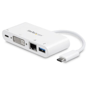 StarTech.com USB C Multiport Adapter, USB-C naar DVI-D (Digitaal) Video Adapter, 60W Power Delivery Passthrough Charging, GbE, U