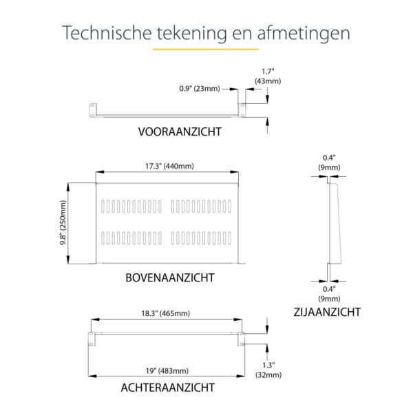 StarTech.com 1U Server Rack Schap - Universele Geventileerde Rack Mount Cantilever Shelf voor 19" Netwerk Kast & Apparatuur - H - Afbeelding 11