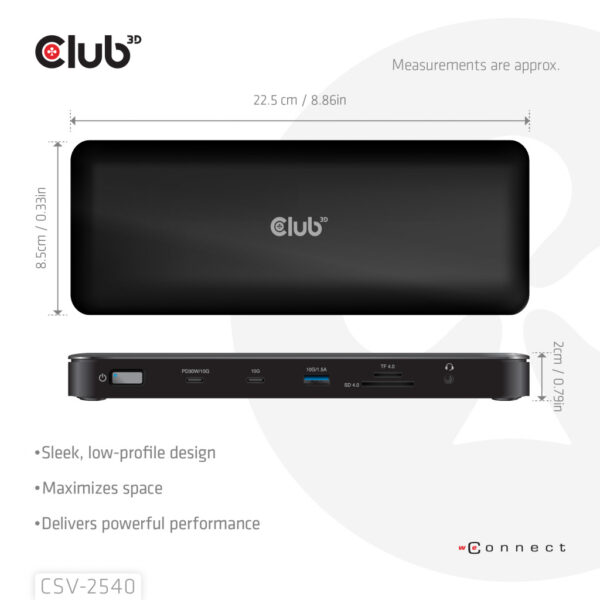 CLUB3D Club 3D 14-in-1 USB-C® Quad Display Dockingstation – 4 Schermen & 100W Snelladen - Afbeelding 5