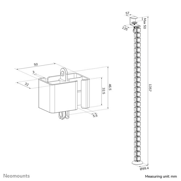 Neomounts ADS06-131WH Kabelgeleider - klembevestiging - universeel - Afbeelding 9