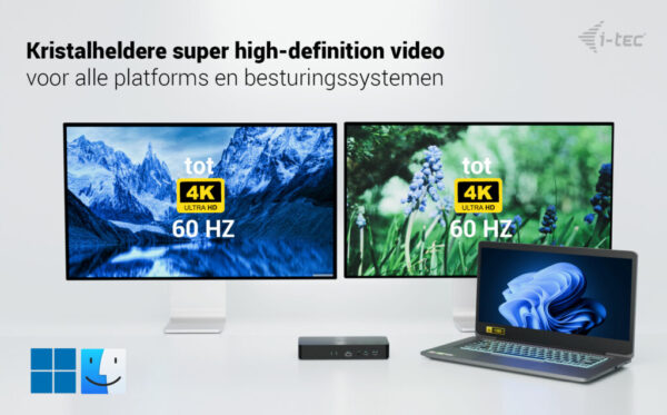 i-tec Universal Intelligent Dual Display Docking Station + Power Delivery 100W - Afbeelding 4