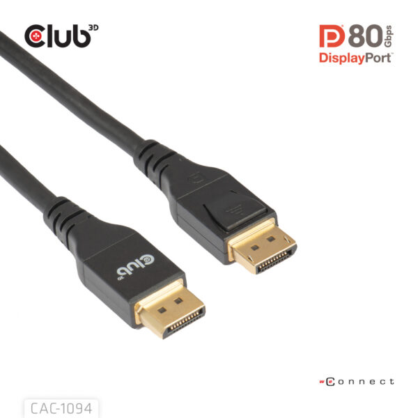 CLUB3D DisplayPort™ 2.1 VESA DP80 Gecertificeerd Kabel 8K240Hz 2m/6.56ft - Afbeelding 3