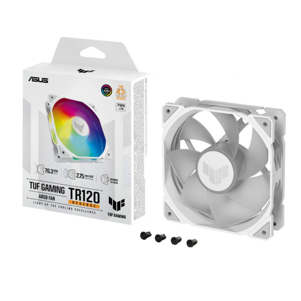 ASUS TUF GAMING TR120 ARGB REVERSE 1-pack White Computer behuizing Luchtkoeler 12 cm Wit - Afbeelding 9