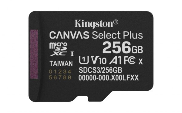 Kingston Technology 256GB microSDXC Canvas Select Plus Gen3 150MB/s A1 kaart + adapter - Afbeelding 4
