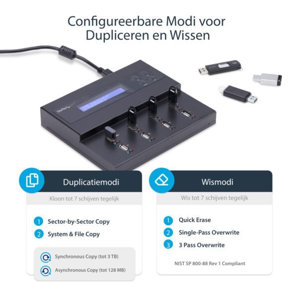 StarTech.com Standalone 1 naar 7 USB Thumb Drive Cloner en Wisser, Multiple USB Flash Drive Kloner, System/File/Whole-Drive Copy - Afbeelding 6