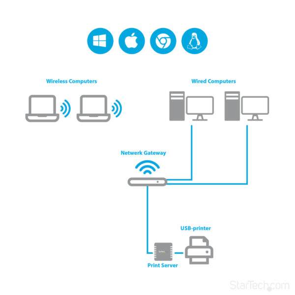 StarTech.com 10/100 Mbit/s Ethernet naar USB 2.0 Netwerk LPR Printserver - Afbeelding 7