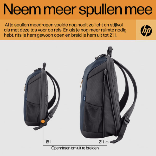 HP Travel 15,6 Blue Night Laptop Backpack, 18 liter - Afbeelding 11