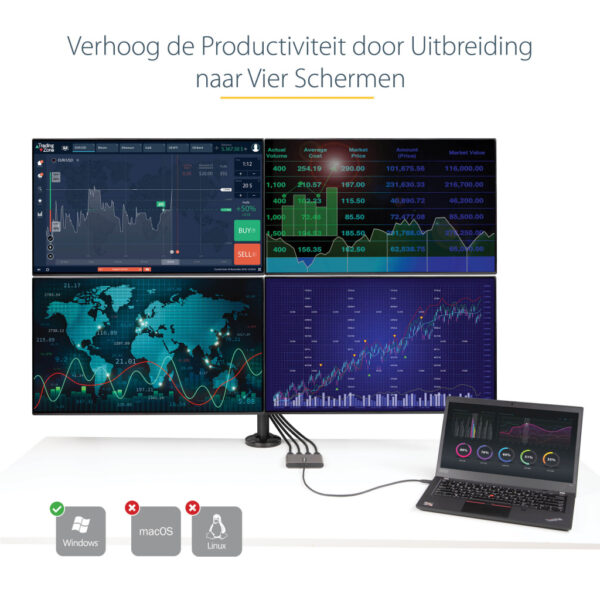 StarTech.com USB C naar 4 HDMI Adapter - Externe Video & Grafische Kaart - USB Type-C naar Quad HDMI Display Adapter Dongle - 10 - Afbeelding 7
