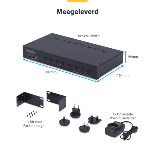 StarTech.com 8-Port HDMI KVM Switch met 1U Rackmontage Kit, 4K 60Hz HDMI 2.0, Drukknop & Hotkey Schakelaar, 4-Port USB Hub, OS O - Afbeelding 8