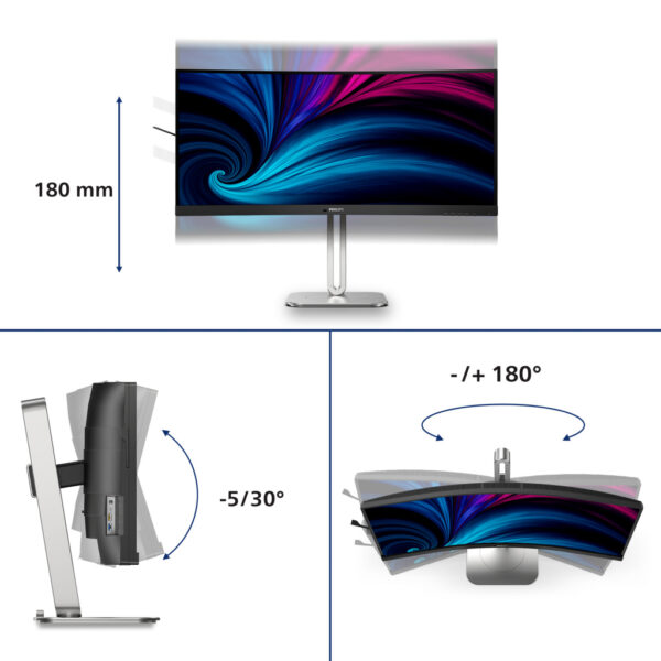 Philips 5000 series 34B2U5600C/00 computer monitor 86,4 cm (34") 3440 x 1440 Pixels Dual QHD LCD Grijs - Afbeelding 11