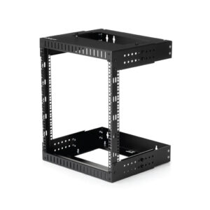 StarTech.com 2 Post 12U Heavy-Duty Wandmonteerbare Server Rack, 19" Open Frame Netwerk Rack met Verstelbare Diepte, Data Rack v