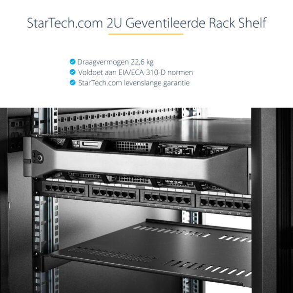 StarTech.com 2U Server Rack Schap - Universele Geventileerde Rack Mount Cantilever Shelf voor 19" Netwerk Kast & Apparatuur - He - Afbeelding 5