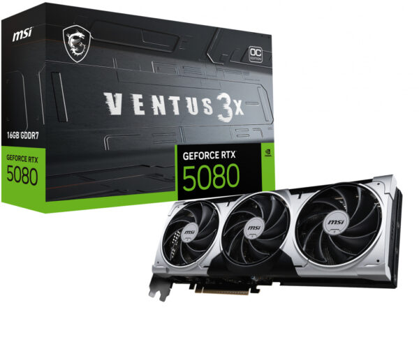 MSI VENTUS GEFORCE RTX 5080 16G 3X OC PLUS videokaart NVIDIA 16 GB GDDR7
