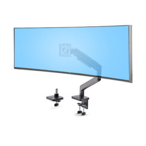StarTech.com Monitor Arm voor Bureau, Tot 49in 32:9 Ultrawide Curved Monitors, Mechanische Springveer Arm, C-Klem/Doorvoertule,