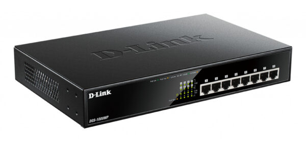 D-Link DGS-1008MP netwerk-switch Unmanaged Gigabit Ethernet (10/100/1000) Power over Ethernet (PoE) 1U Zwart - Afbeelding 3