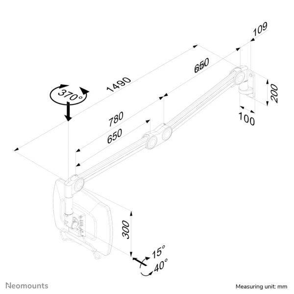 Neomounts FPMA-HAW200 Medische monitorarm wand 10-27" - h 0-149 cm - gasveer - Afbeelding 4