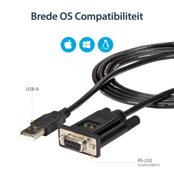 StarTech.com 1-Port USB naar Nulmodem RS232 DB9 Seriële DCE Adapterkabel met FTDI - Afbeelding 8