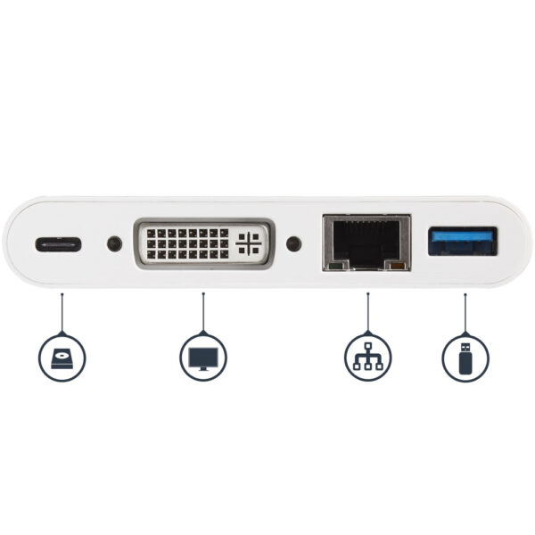StarTech.com USB C Multiport Adapter, USB-C naar DVI-D (Digitaal) Video Adapter, 60W Power Delivery Passthrough Charging, GbE, U - Afbeelding 5