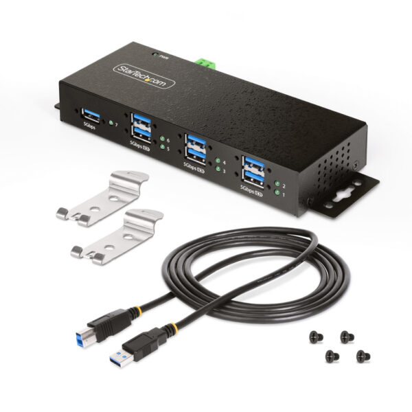 StarTech.com 7-Port Managed USB Hub met 4x USB-A, Heavy Duty met Industriële Stalen Behuizing, ESD & Overspanningsbeveiliging, W - Afbeelding 11