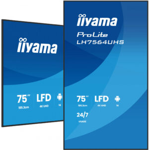 iiyama LH7564UHS-B1AG beeldkrant Digitale signage flatscreen 190,5 cm (75") Wifi 500 cd/m² 4K Ultra HD Zwart Android 24/7
