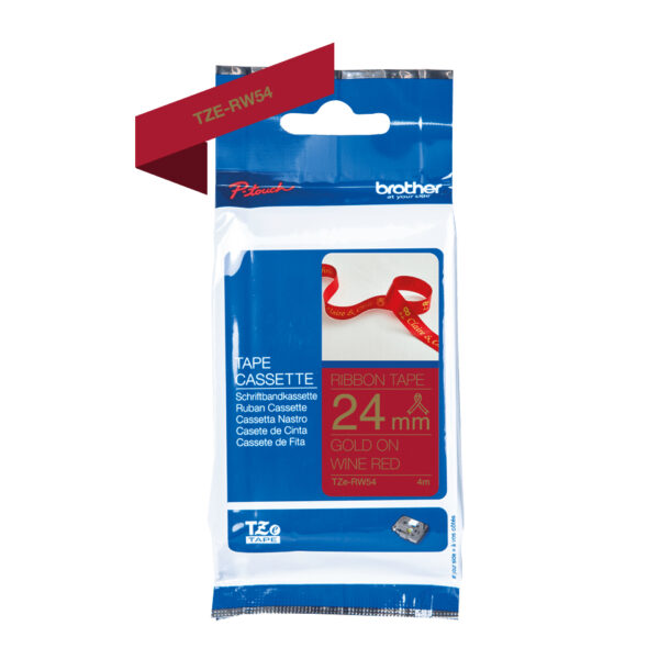 Brother TZE-RW54 labelprinter-tape Goud op rood - Afbeelding 3