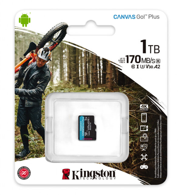 Kingston Technology Canvas Go! Plus 1TB microSDXC Canvas Go Plus 170R A2 U3 V30 enkel pakket zonder ADP - Afbeelding 3
