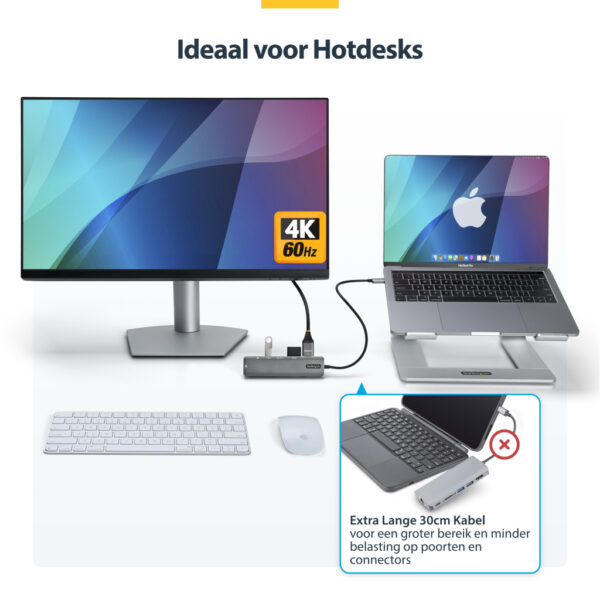 StarTech.com USB C Multiport Adapter - USB-C naar 4K 60Hz HDMI 2.0, 100W Power Delivery Pass-through, SD/MicroSD, 2-Port USB 3.0 - Afbeelding 8