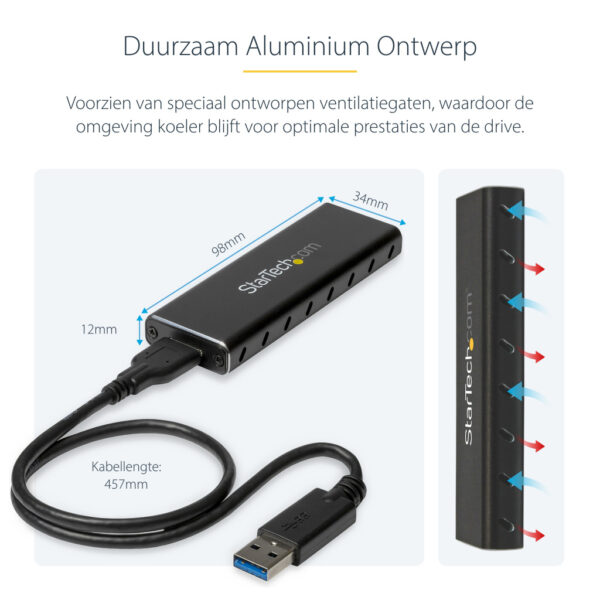 StarTech.com M.2 SSD Behuizing voor M.2 SATA SSDs - USB 3.0 (5Gbps) met UASP - Externe M.2 SSD Behuizing - Aluminum - Afbeelding 11