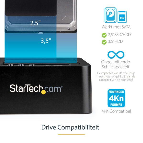 StarTech.com USB 3.1 (10Gbps) Standalone Duplicator Dock voor 2.5" & 3.5" SATA SSD/HDD schijven met Fast-Speed Duplication tot 2 - Afbeelding 9