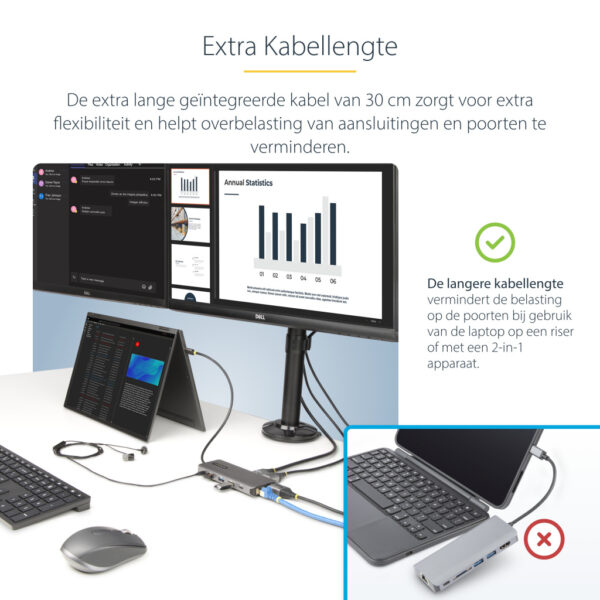 StarTech.com USB-C Triple Monitor Multiport Adapter, 5Gbps, Dual 4K 60Hz + 4K 30Hz HDMI & DisplayPort, 4-Port USB Hub, 100W PD P - Afbeelding 10