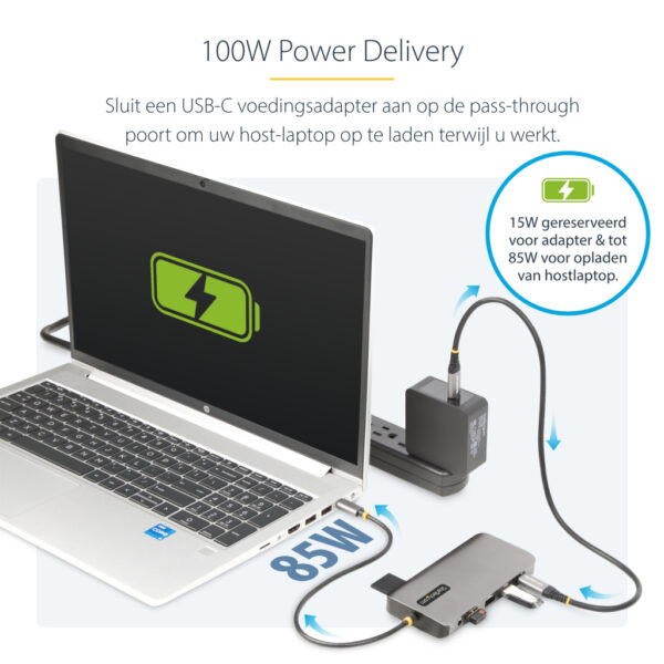 StarTech.com USB-C Triple Monitor Multiport Adapter, 5Gbps, Dual 4K 60Hz + 4K 30Hz HDMI & DisplayPort, 4-Port USB Hub, 100W PD P - Afbeelding 9